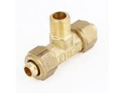 5mm x 6mm Tube 1 8 PT Thread T Shape 3 Way Push in Quick Connector Gold Tone