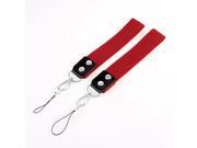 2 x Red Cotton Blends Elastic Fabric Lobster Clasps Universal Hanging Strap