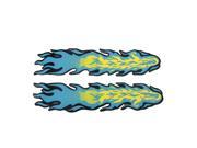 Car Automobile Fire Flame Decal Stickers 8.6 x1.9 Steel Blue Yellow Pair