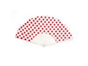 Summer Plastic Framework Folded Hand Fan Gift Red White for Woman Man