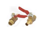 1 4BSP Female Thread to 8mm Hose Barb Red Lever Handle Brass Ball Valve 2 Pcs