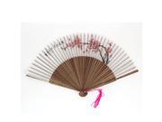 Chinese Style Bamboo Ribs Plum Blossom Prined Folding Hand Fan Gray