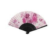Unique Bargains Black Bamboo Frame Blooming Flowers Folding Hand Fan Light Purple for Actress