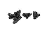 Unique Bargains 5Pcs 4mm to 4mm T Shaped Coupler Tube Air Pneumatic Quick Joint Fittings Black
