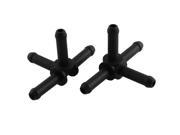2 Pcs 4mm Plastic 4 Way Connector Pipe Hose Joiner Water Tube Black