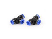 Unique Bargains 2 Pcs 3 Ways 6mm to 6mm T Shaped Coupler Tube Air Pneumatic Quick Joint Fittings