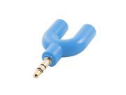 Unique Bargains 3.5mm Male to 2 3.5mm Female Spliter Audio Plug Earphone Adapter Blue