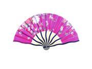Unique Bargains Dancing Party Bamboo Wavy Handle Floral Printed Foldable Hand Fan Gift Fuchsia