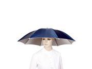 Fishing Camping Outdoor Steel Blue Silver Tone Polyester Umbrella Hat Cap
