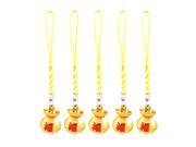 Unique Bargains 5 Pcs Gold Tone Lucky Bag Bell Dangling Pendant Cell Phone Strap for Keychain