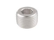 Unique Bargains Air Pipe Fittings 1 2 PT Thread Hex Socket Metal Plugs Caps Silver Tone