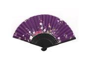 Bamboo Ribs Flowers Pattern Folding Hand Fan for Dancing Party Dark Purple 37cm