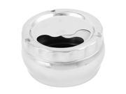 Portable Stainless Steel Round Lid Ashtray for Car Silver Tone