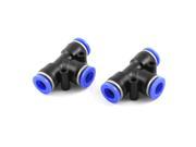 Unique Bargains 2 Pcs 8mm Quick Joint Air Pneumatic Tee Shaped 3 Ways Fittings Couplings