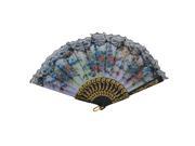 Lace Edge Multicolor Daisy Printed Embossed Black Frame Handheld Fan