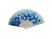 Unique Bargains Woman White Frame Flower Print Chinese Folding Hand Fan