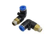 Unique Bargains 2 Pcs 10mm Thread to 6mm One Touch Right Angle Joint Pneumatic Quick Adapter