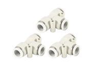 Unique Bargains 3 x White 12mm to 12mm 3 Way Air Hose Tube T Type Quick Joint Fitting Connectors
