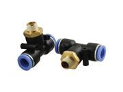 Unique Bargains 2pcs Pneumatic 12.5mm Thread 12mm T Joint One Touch Quick Fittings