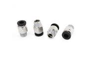 Unique Bargains 4 x Pneumatic 6mm Tube OD Silver Tone Push in Quick Coupler Gas Fitting