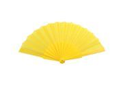 Houseware Yellow Plastic Handle Folding Summer Dancing Hand Fan