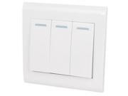 AC 250V 10A SPST Three Gang Button Wall Panel Light Electronic Switch