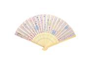 Unique Bargains Glittery Star Pattern Light Purple Fabric Sections Foldable Hand Fan for Lady