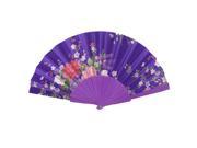 Unique Bargains Wedding Party Plastic Rib Chinese Style Flower Pattern Folding Hand Fan Purple