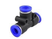 Air Piping 3 Ways 8mm to 8mm T Shaped Quick Joint Push In Fitting Black Blue