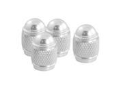 Car Round Top Textured Tire Valve Cover Silver Tone x 4