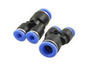 Unique Bargains 2 Pcs 8mm to 4mm Y Type Quick Push in Pneumatic Connector Adapters