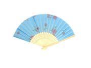 Chinese Japanese Style Hollow Bamboo Frame Folding Flower Print Hand Fan