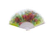 Unique Bargains Red Peony Pattern Lace Rim Summer Spanish Style Hand Fan Christmas Gift