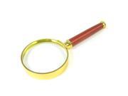 20X Gold Tone Rosewood Handle Grip Magnifying Lens Glass 50mm Dia