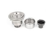 Unique Bargains Home Silver Tone Stainless Steel 3 Sink Drain Stopper Basket Strainer