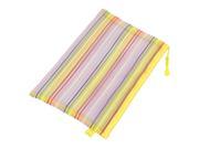Zipper Closure Colorful Striped A4 Papers Files Pen Holder Bag