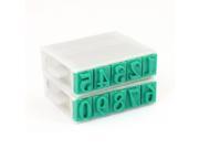 Unique Bargains 0.51 Wide Plastic Rubber 0 9 Digits Detachable Number Stamp Off White Green