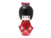 Home Office Wooden Japanese Kimono Red Girl Ornament