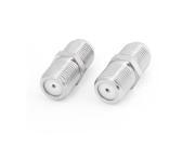 2 Pcs F Type Female to Female Jack RF Coaxial Adaptor Connector Silver Tone