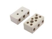 2 Pcs White 8 Hole High Frequency Porcelain Ceramic Terminal Block 10A