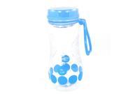 Unique Bargains Blue Cap Round Print Cylinder Shape Clear Plastic Water Bottle Cup 420ml