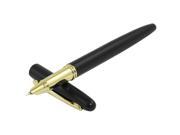 Unique Bargains Gold Tone Clip Black Alloy Shell Hooded Nib Business Fountain Pen