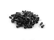 Unique Bargains 100Pcs 6.4mm Hole Black Insulated Ring Crimp Terminal Cable Connector 12 10AWG