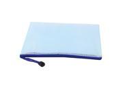 PVC Mesh Checkbook ID Cosmetic A5 Document File Bag Holder Pouch Baby Blue