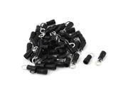 Unique Bargains 50 Pieces 2 4S Insulated Wire Connector Ring Crimp Terminal Black 16 14AWG