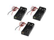 3pcs 5.5 Wire Leads Black Battery Storage Case Slot Holder 2 x 1.5V AAA