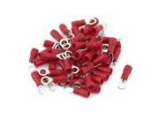 Unique Bargains 50 Pcs 1.25 4S Insulated Wire Connector Ring Crimp Terminal Red 22 16AWG