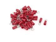 Unique Bargains 50 Pcs 2 4S Insulated Wire Connector Ring Crimp Terminal Red 16 14AWG