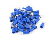 Unique Bargains 50PCS 16 14AWG 4 Stud Blue Insulated Fork Spade Terminals Electrical Connector