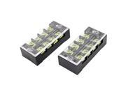 Unique Bargains 2 x Double Row 4 Position Covered Screw Terminal Strip Block